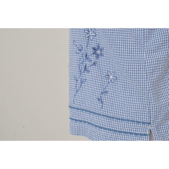 Vintage 80s Cotton Seersucker Check Blouse | size PM - Picture 7 of 10